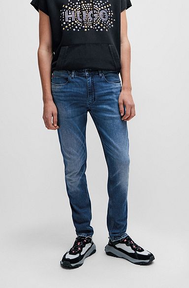 Extra slim-fit jeans van comfortabel blauw stretchdenim, Blauw