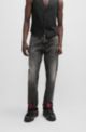 Tapered-fit jeans in black rigid denim, Dark Grey