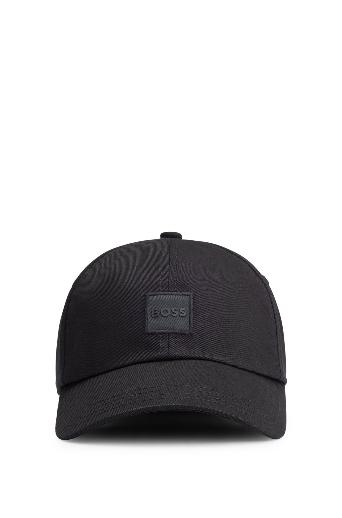 Cotton-twill cap with tonal logo patch, Black