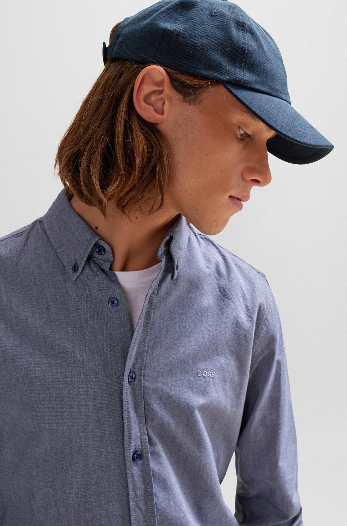 Cotton-twill cap with tonal logo patch, Dark Blue
