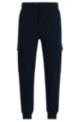 Cotton-terry tracksuit bottoms with cargo pockets, Dark Blue