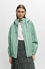 Relaxed-fit hooded jacket in water-repellent stretch fabric, Turquoise
