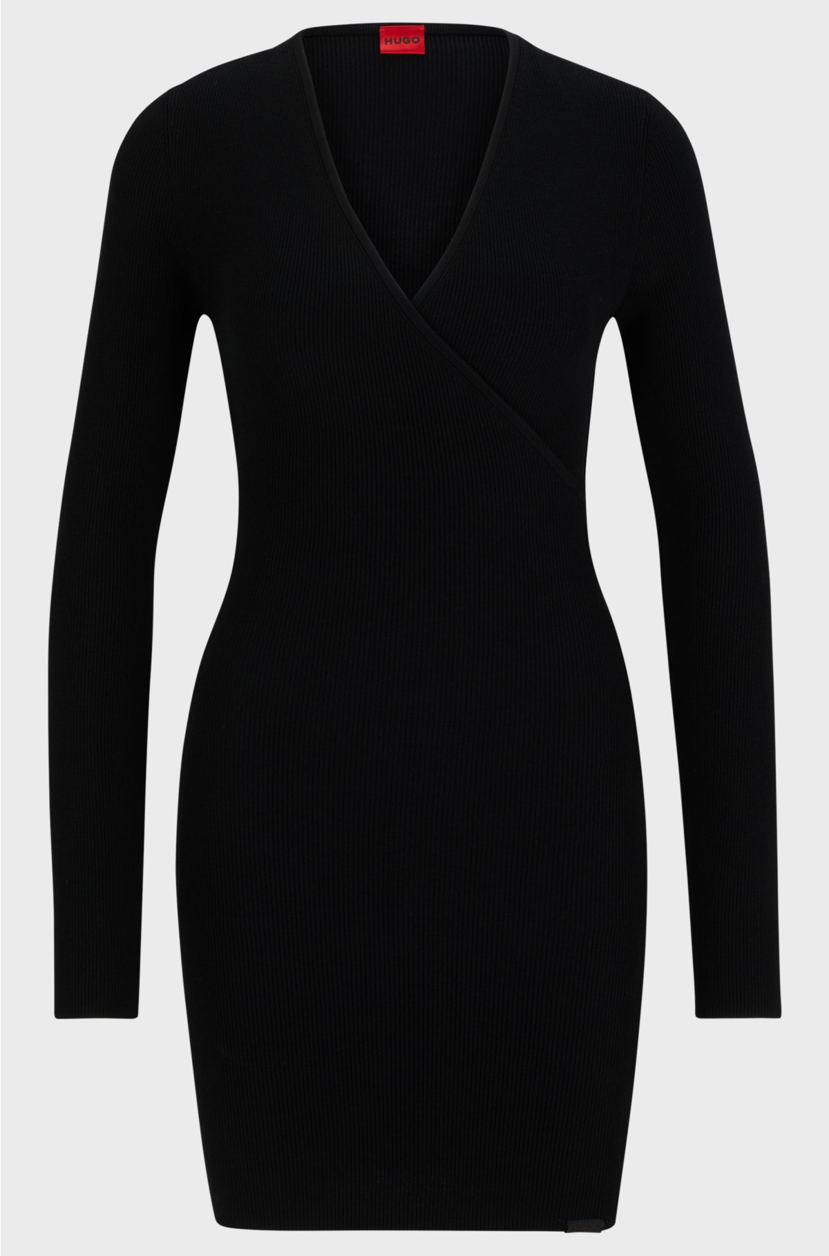 Wrap-effect crepe dress with cut-out detail, Black