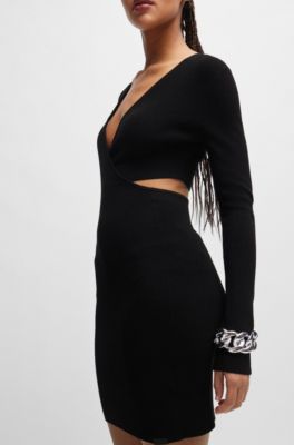 HUGO Wrapeffect crepe dress with cutout detail