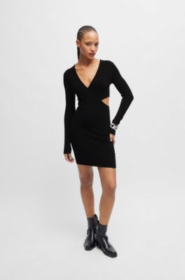 HUGO Wrapeffect crepe dress with cutout detail