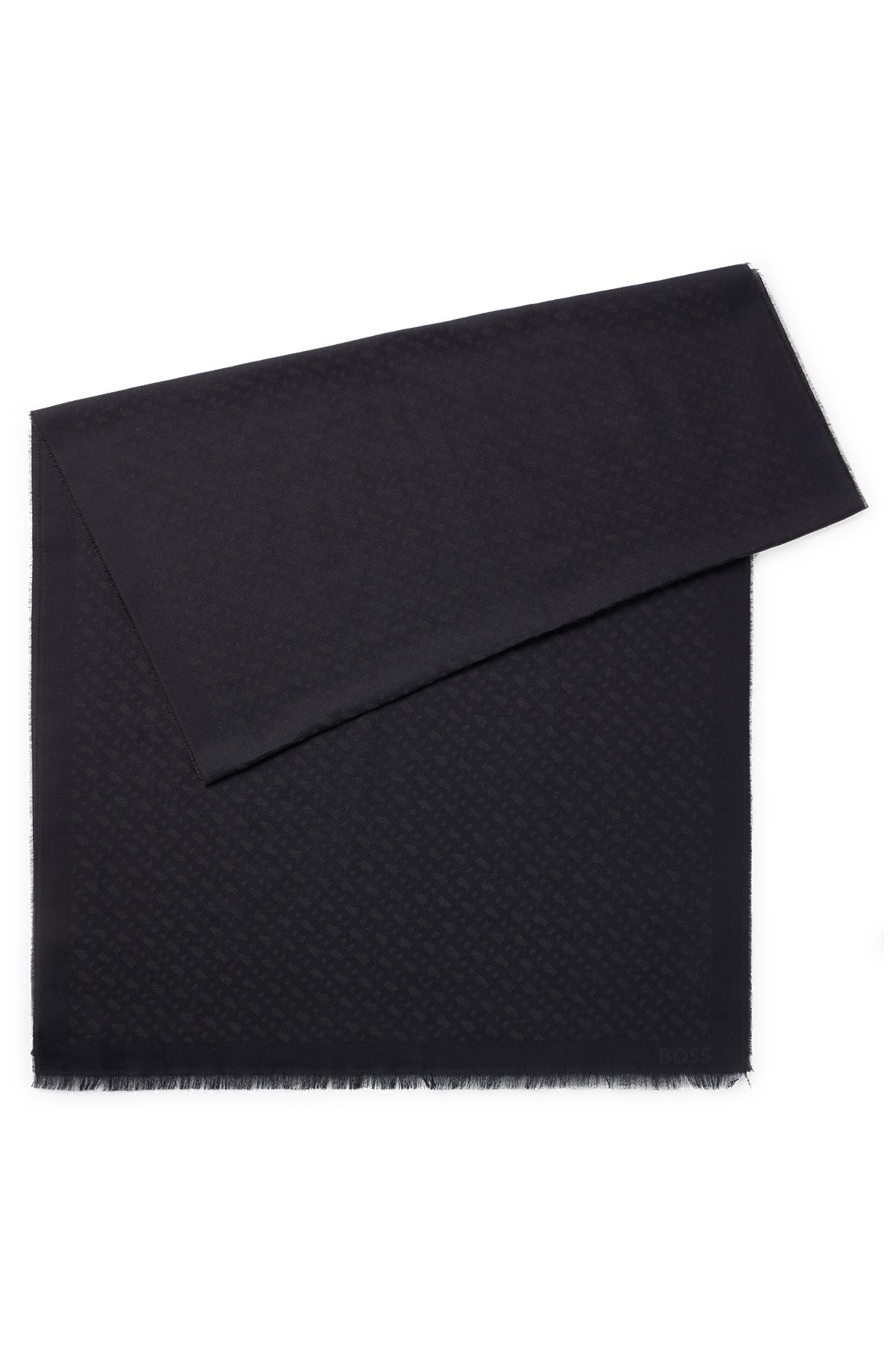 Bufanda de algodón con motivo de monograma tejido en jacquard, Negro