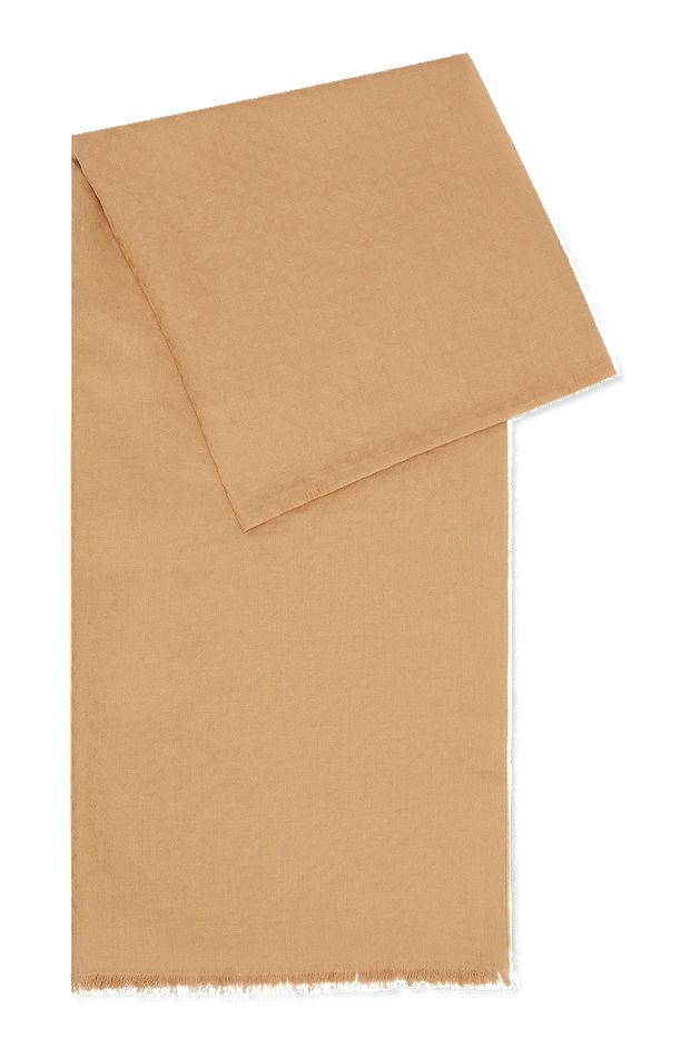 Tørklæde i bomuldsblanding med jacquardvævet monogrammønster, Beige