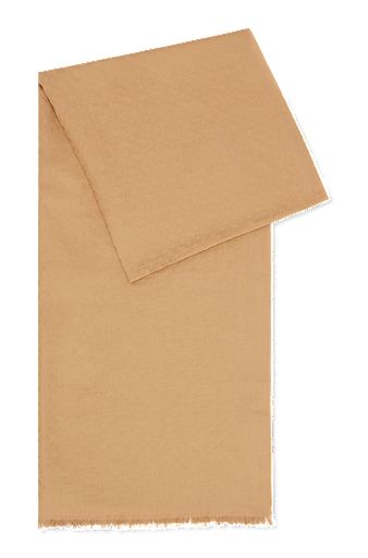 Cotton-blend scarf with jacquard-woven monogram pattern, Beige
