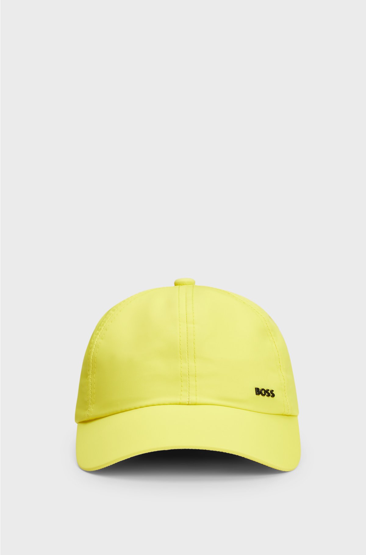 Water-repellent six-panel cap with metal logo, Yellow