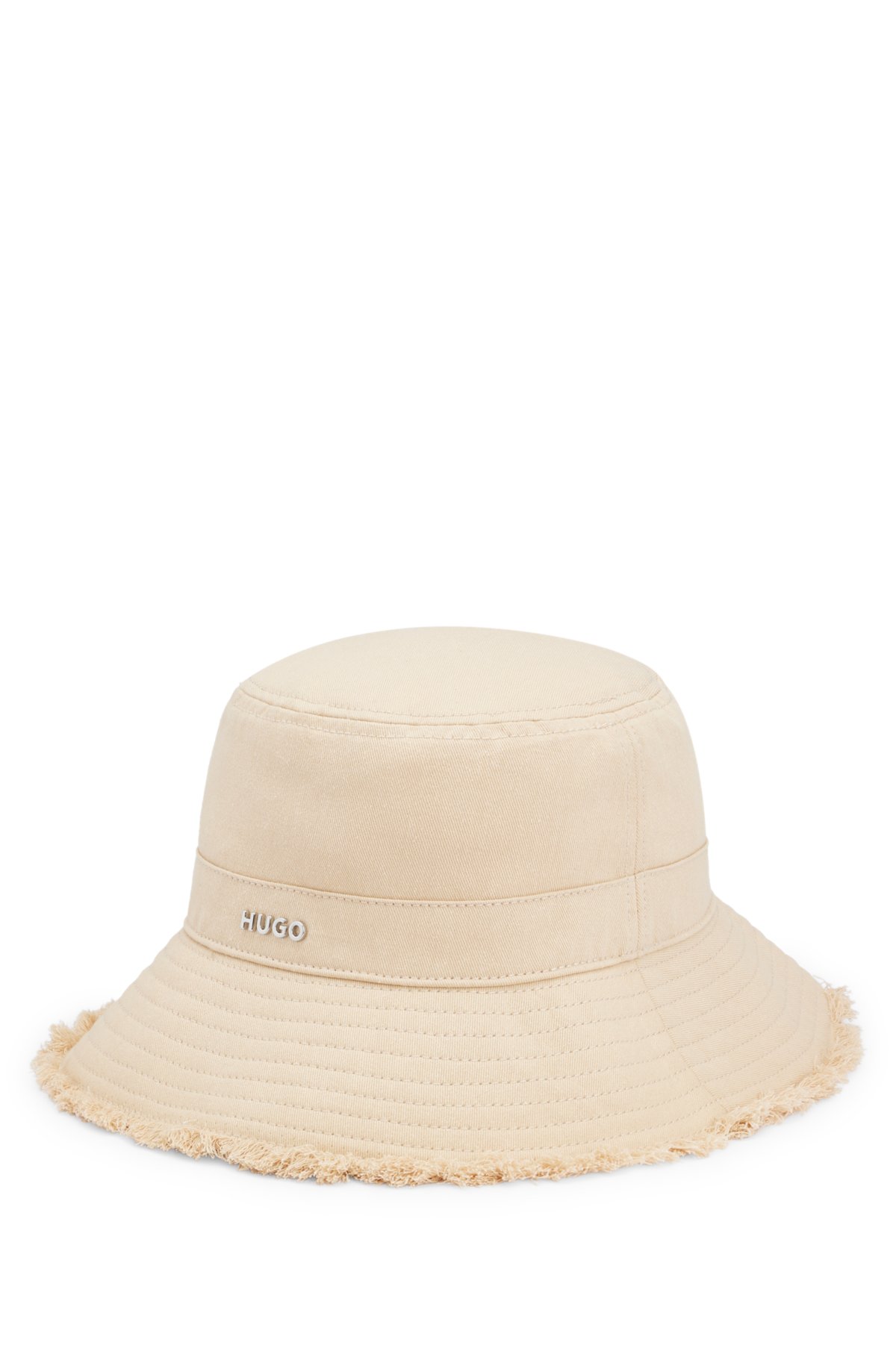 HUGO - Cotton-twill camping hat with logo and fringing