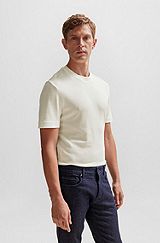 Textured-knit T-shirt in cotton and silk, White