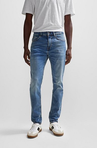 Blaue Slim-Fit Jeans aus Soft-Motion-Denim, Blau