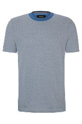 Bubble-structure T-shirt in cotton and cashmere, Blue