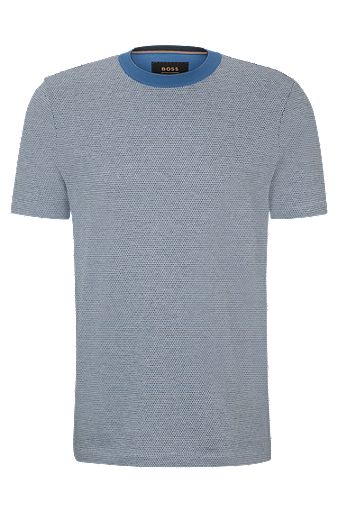Bubble-structure T-shirt in cotton and cashmere, Blue