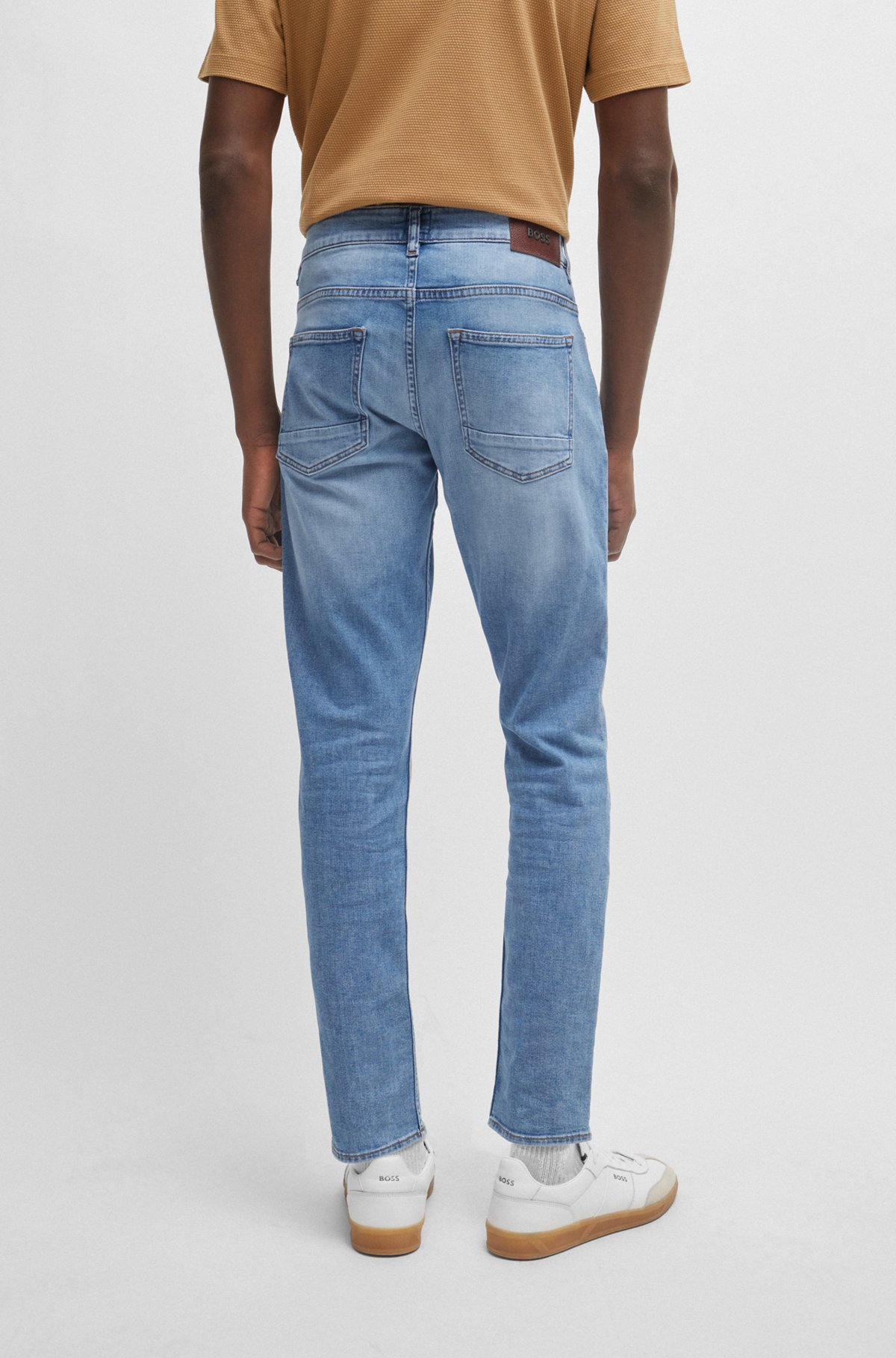 BOSS - Slim-fit jeans in blue super-soft stretch denim