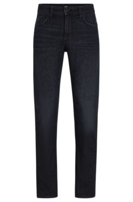 BOSS - Slim-fit jeans in Italian super-soft black denim