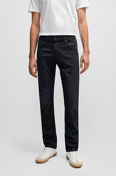Slim-fit jeans in Italian super-soft black denim, Dark Grey