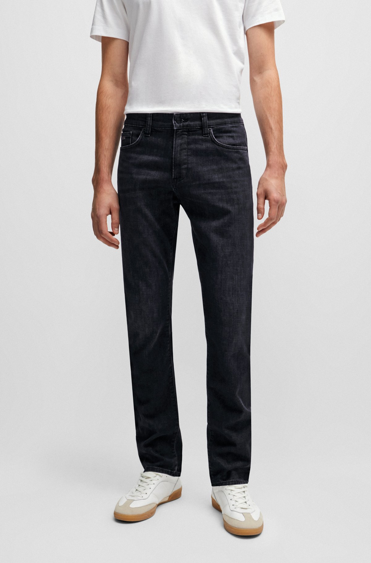 BOSS - Slim-fit jeans in Italian super-soft black denim