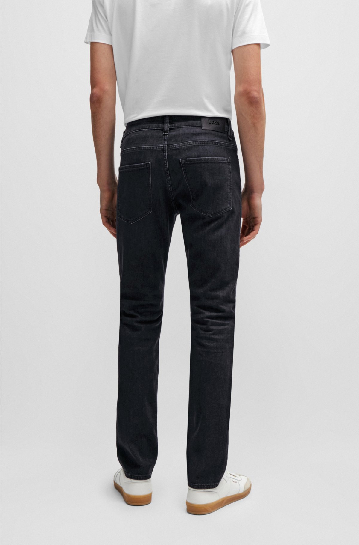 Slim-fit jeans in Italian super-soft black denim, Dark Grey