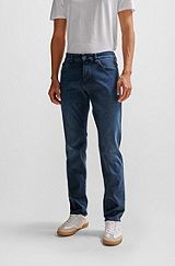 Slim-fit jeans in blue performance-stretch denim, Blue