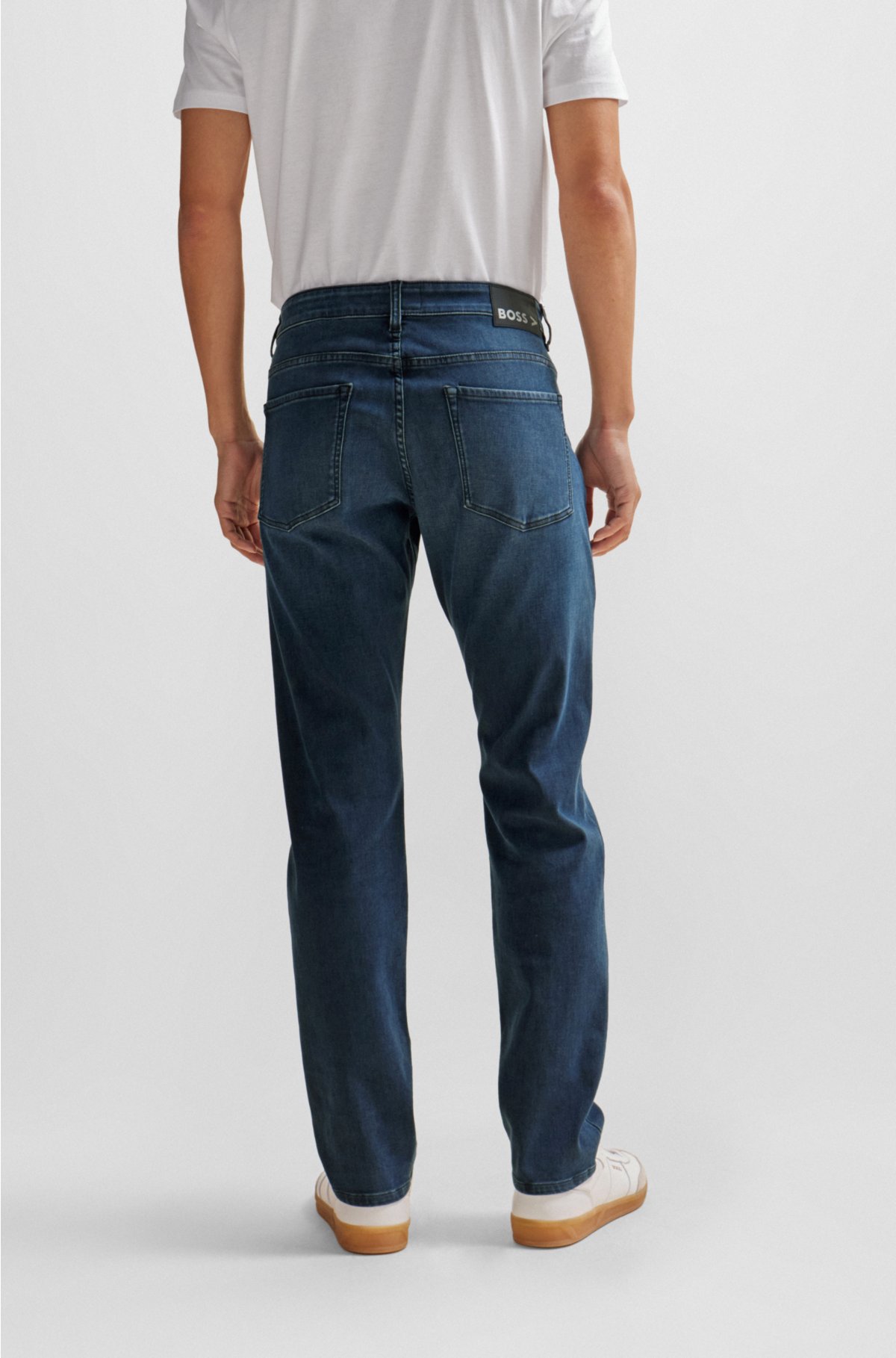 Slim-fit jeans in blue performance-stretch denim, Blue