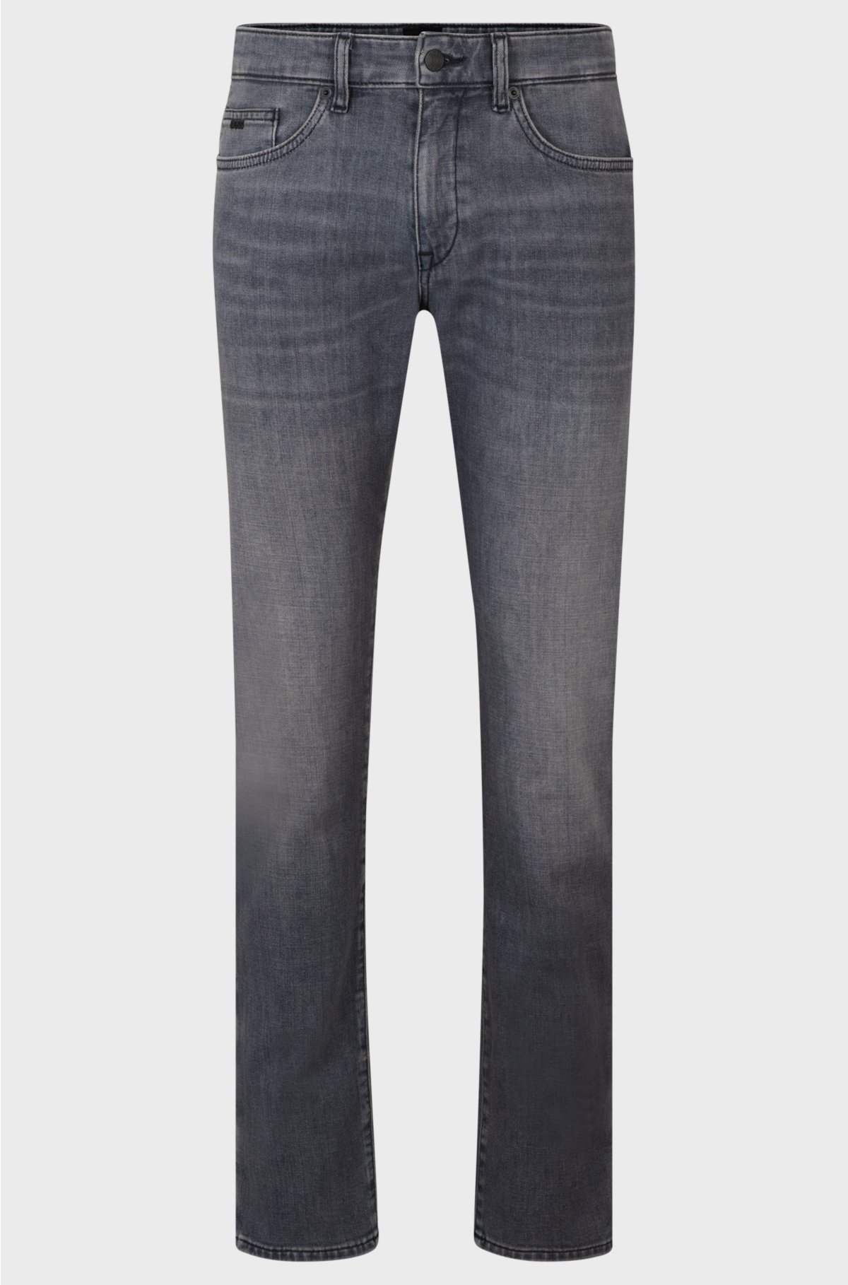 Slim-fit jeans in black Italian cashmere-touch denim, Dark Grey