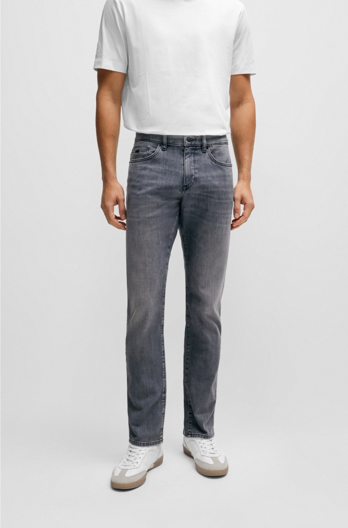 BOSS - Slim-fit jeans in black Italian cashmere-touch denim