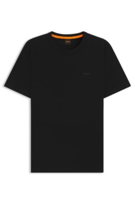 Slub-cotton T-shirt with logo detail, Black