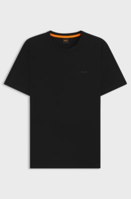 T-shirt van katoenen jersey met logodetail, Zwart