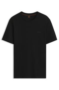 T-shirt en jersey de coton avec d&eacute;tail logot&eacute;, Noir