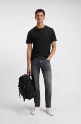 T-shirt van katoenen jersey met logodetail, Zwart
