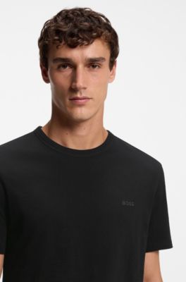 Cotton-jersey T-shirt with logo detail, Black