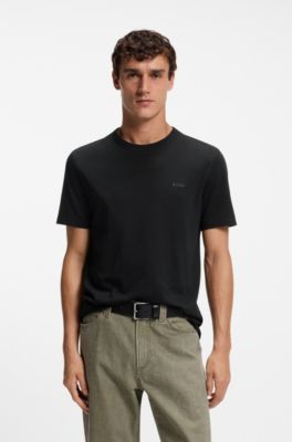 Cotton-jersey T-shirt with logo detail, Black