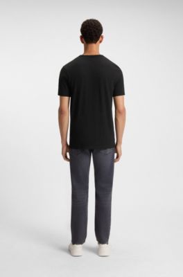 Cotton-jersey T-shirt with logo detail, Black