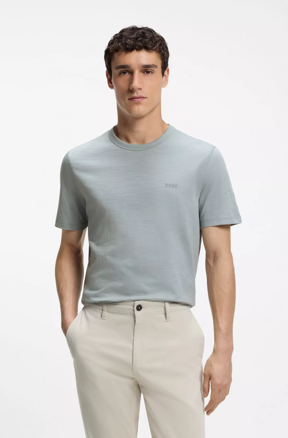 Cotton-jersey T-shirt with logo detail, Light Grey
