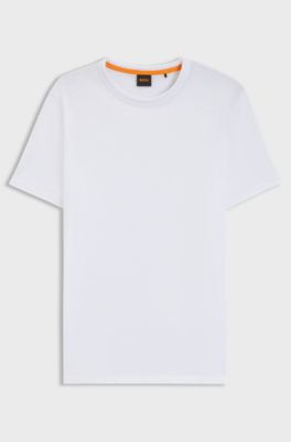 T-shirt in cotone slub-yarn con dettaglio logo, Bianco