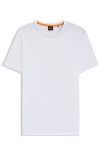 T-shirt en jersey de coton avec d&eacute;tail de logo, Blanc