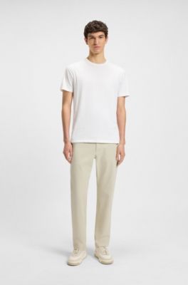 T-shirt en coton flamm&eacute; avec d&eacute;tail logot&eacute;, Blanc