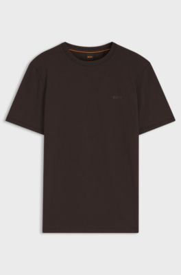 Cotton-jersey T-shirt with logo detail, Dark Brown