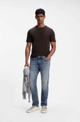 Cotton-jersey T-shirt with logo detail, Dark Brown