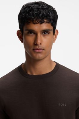 Cotton-jersey T-shirt with logo detail, Dark Brown