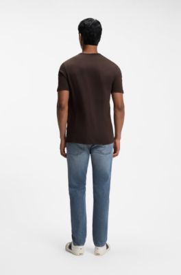 Cotton-jersey T-shirt with logo detail, Dark Brown