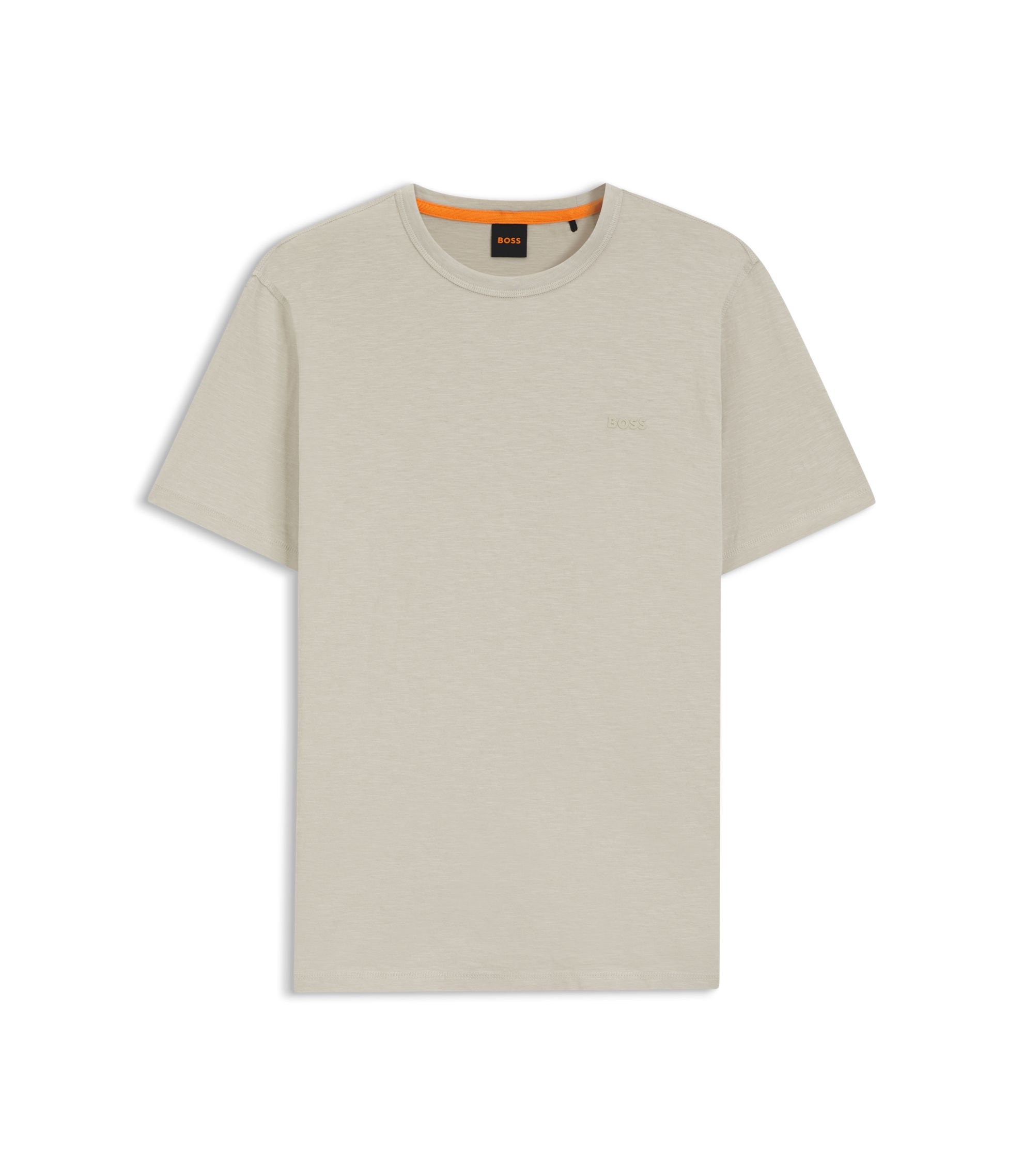 BOSS Cotton slub T-shirt with logo detail Light Beige