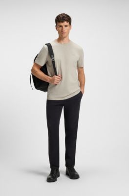 Slub-cotton T-shirt with logo detail, Light Beige