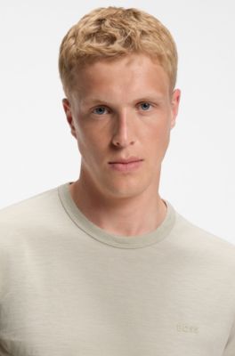 T-shirt in jersey di cotone con logo, Beige chiaro