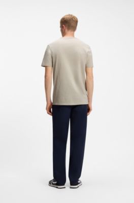 コットンジャージー Tシャツ ロゴディティール, ライトベージュ