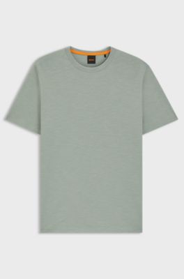 T-shirt van katoenen jersey met logodetail, Kalk