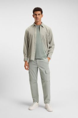 로고 디테일 슬러브 코튼 티셔츠, 라이트 그린