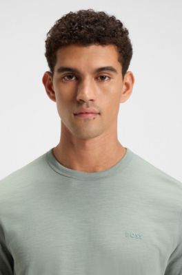 T-shirt en jersey de coton avec d&eacute;tail de logo, Chaux