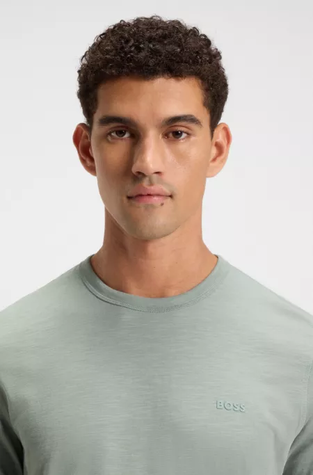 Regular-fit T-shirt in slub cotton with logo detail